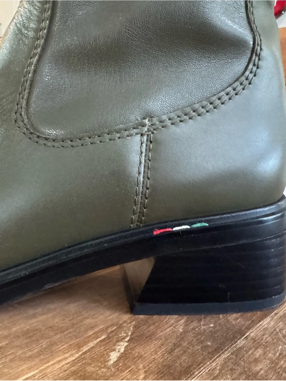 Franco Sarto Olive Green Leather Ankle Boots